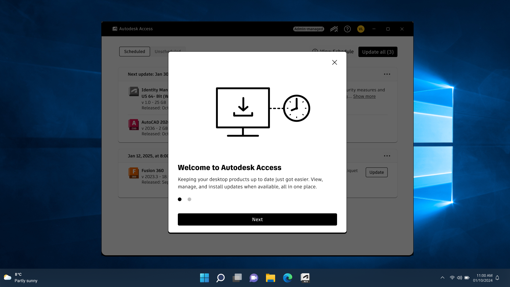Scheduled Updates — onboarding modal